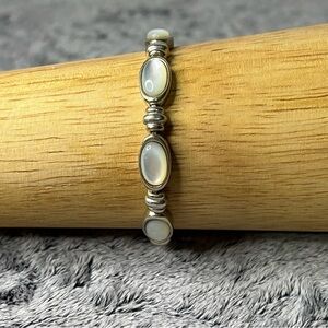 Silver Mother of Pearl Oval Link Bracelet